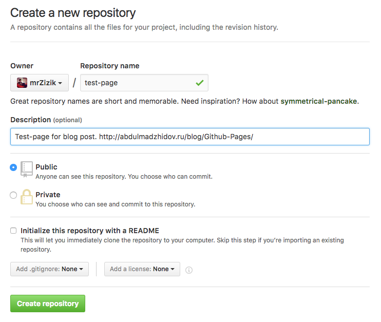 Repository creating